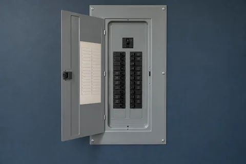 Residential electrical panel with its protective inner cover fitted