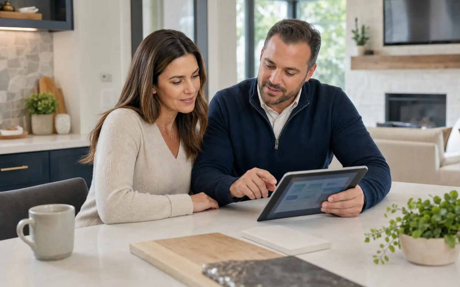 Homeowner reviewing financing options for a home service project
